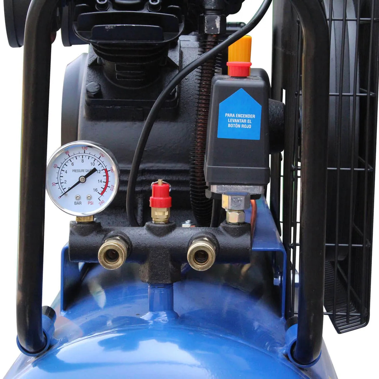 Compresor De Aire ElŽctrico 3Hp 110V De 200L Con Cabezal De 2 Pistones Para Bandas Y Presi—n M‡xima De 115Psi HYUNDAI HYAC200C