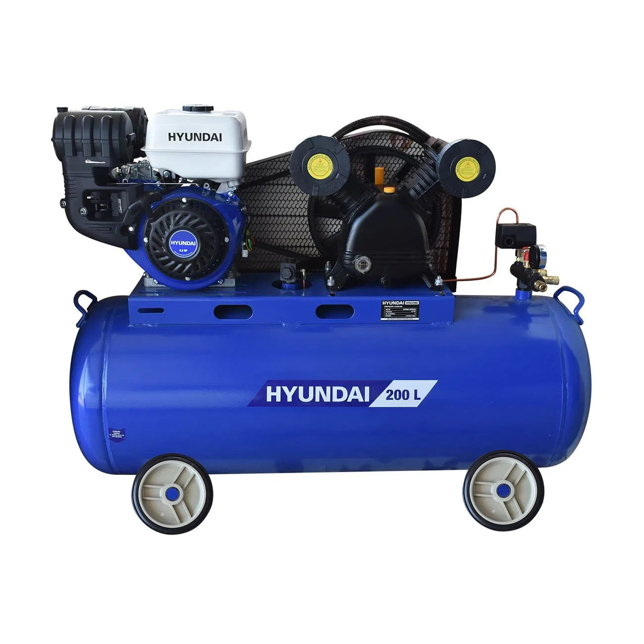 Compresor De Aire Motor A Gasolina 9.3Hp De 200L Con Cabezal De 2 Pistones Para Bandas Y Presi—n M‡xima De 115Psi HYUNDAI HYAC209G