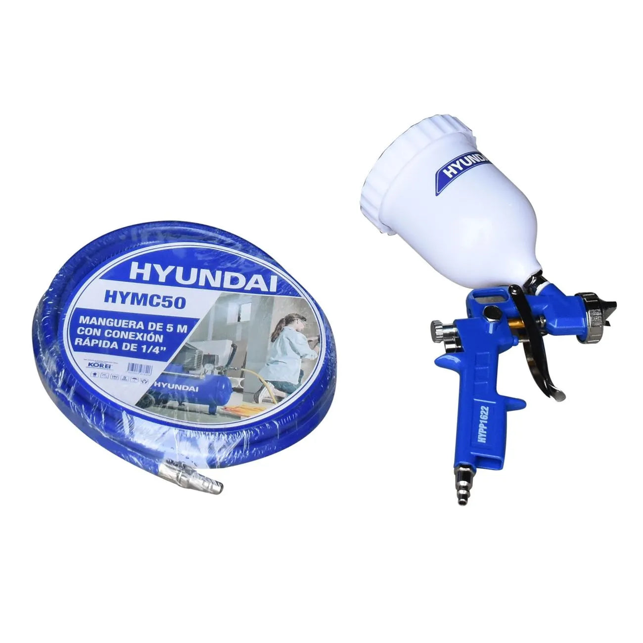 Kit Compresor De Aire Motor Electrico 2.5Hp 110V Capacidad De 25L Y Presion Maxima De 115Psi Con Pistola De Gravedad Y Manguera De 3m HYUNDAI HYAC25K