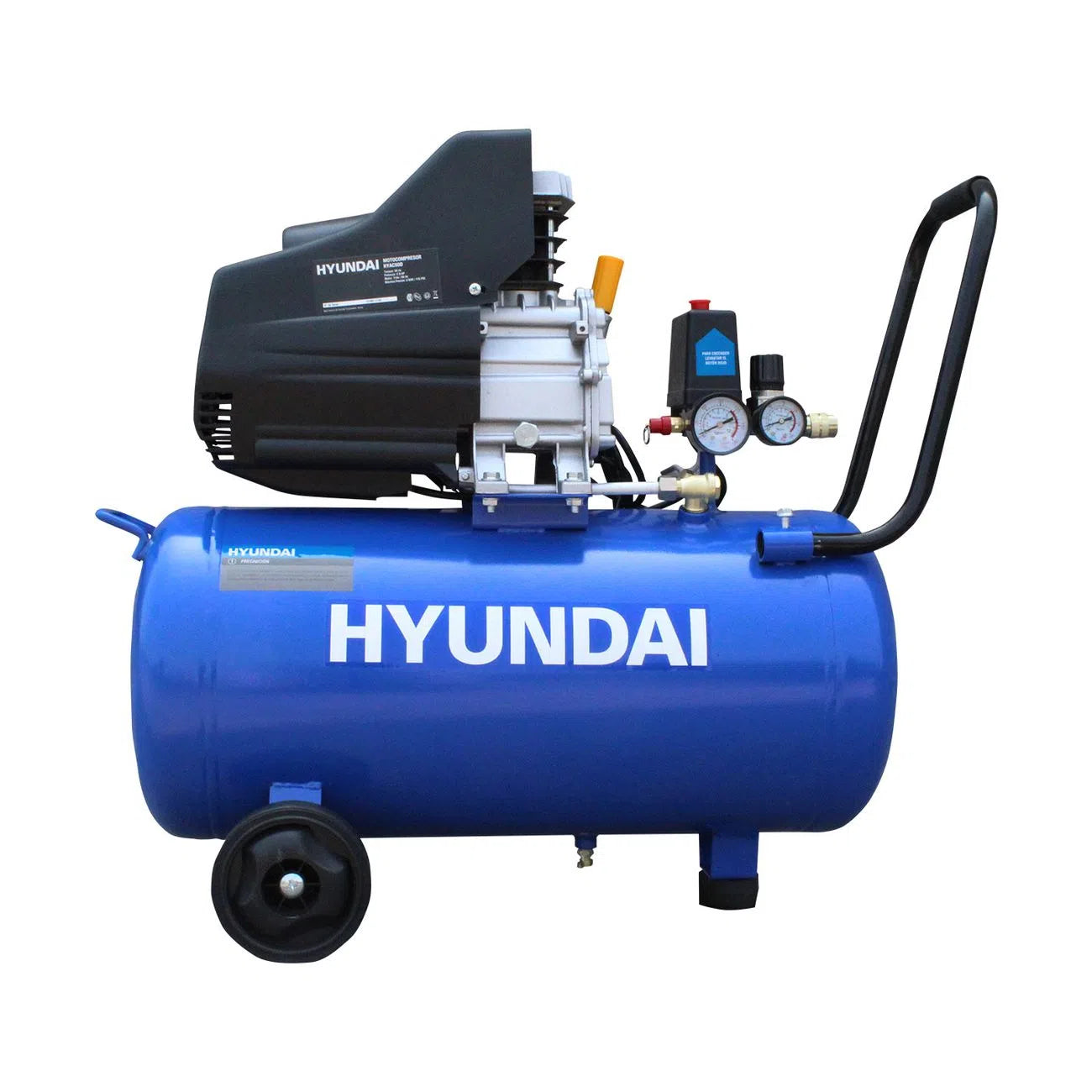 Compresor De Aire Horizontal Con Motor Eléctrico 2Hp Monofásico 110V Capacidad De 50L Y Presión Máxima De 115Psi HYUNDAI HYAC50D