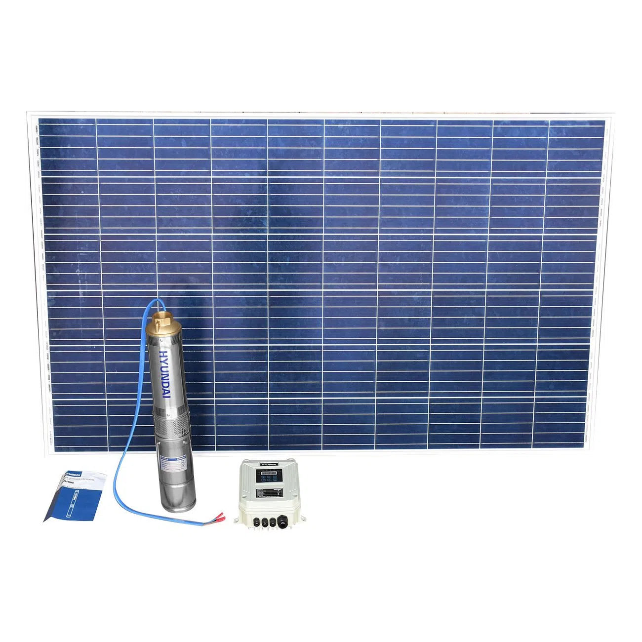 Bomba Sumergible Para Pozo Solar Con 4 Paneles Altura 70M Descarga 96L/Min Salida 1 1/4" HYUNDAI SUN100X