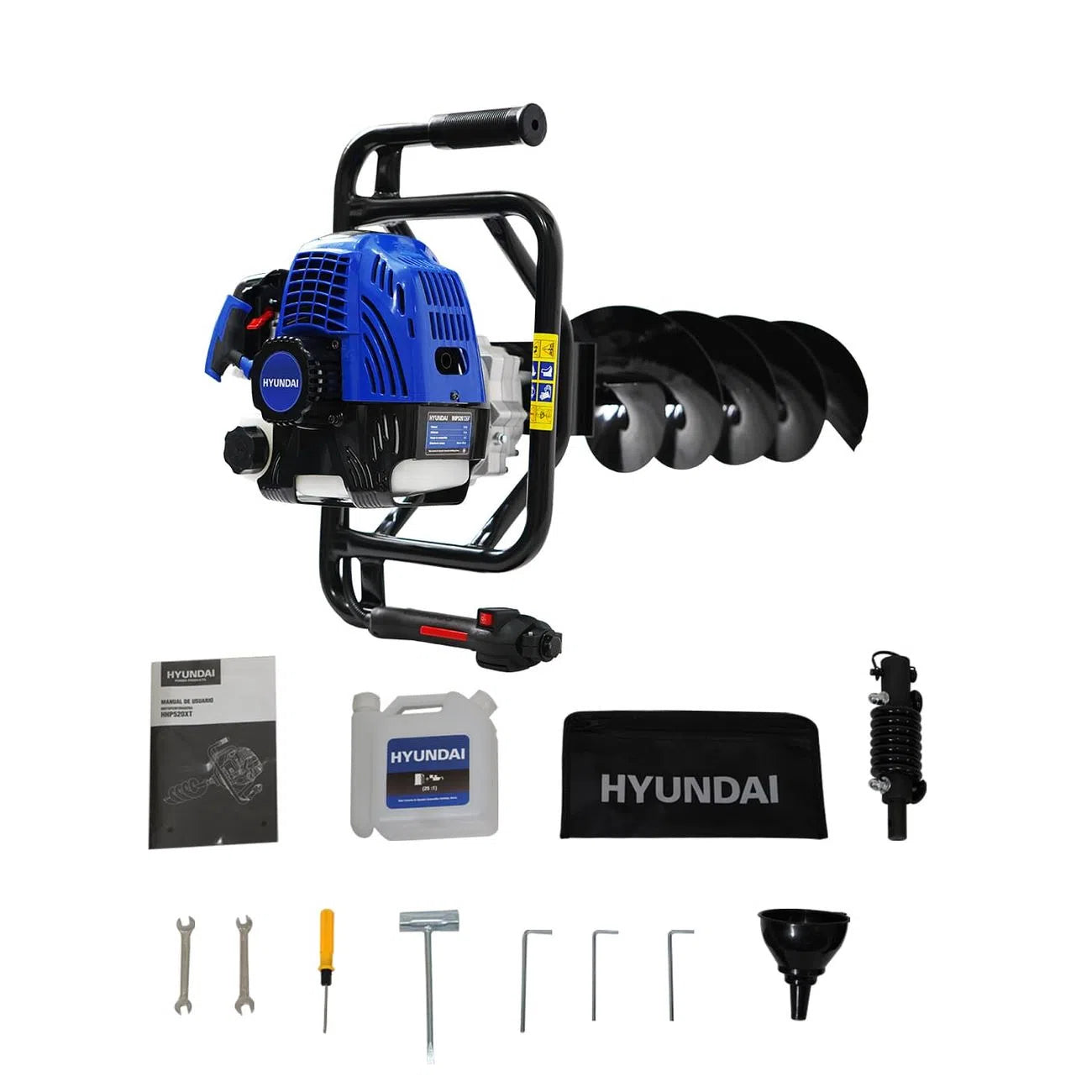 Motoperforador Motor A Gasolina 2 Tiempos 2.5Hp 52CC Barreno Reforzado De 80X20CM HYUNDAI HHP520XT