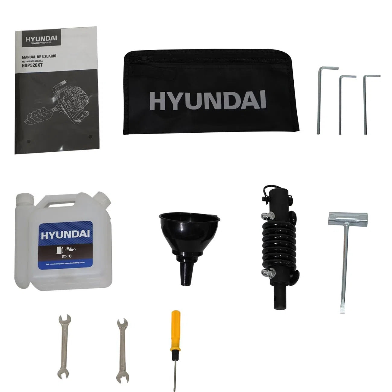 Motoperforador Motor A Gasolina 2 Tiempos 2.5Hp 52CC Barreno Reforzado De 80X20CM HYUNDAI HHP520XT