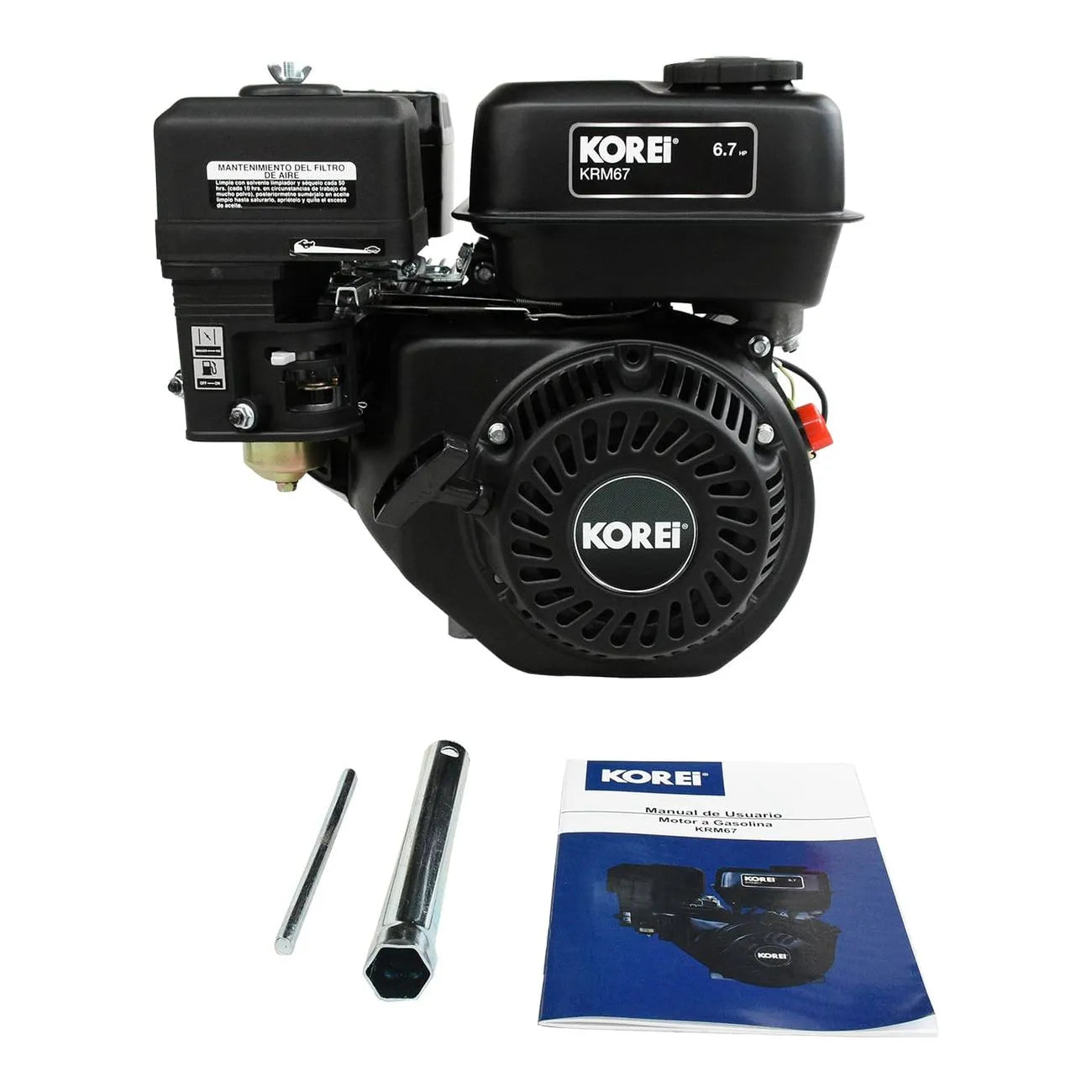 Motor A Gasolina De 4 Tiempos De 6.7HP KOREI KRM67