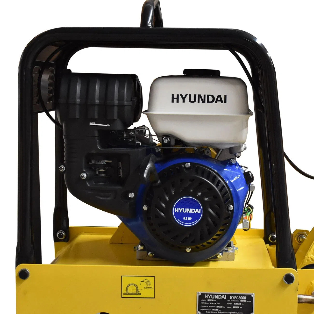 Placa Compactadora Motor A Gasolina De 9.3Hp Vibracion 4500 VPM Fuerza De Impacto 3000Kg HYUNDAI HYPC3000