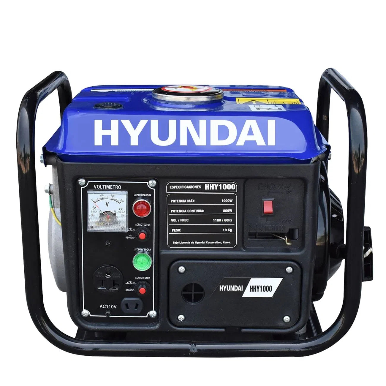 Generador Motor A Gasolina 2Hp Potencia Maxima 1000W Potencia Nominal 800W 110V/60Hz HYUNDAI HHY1000