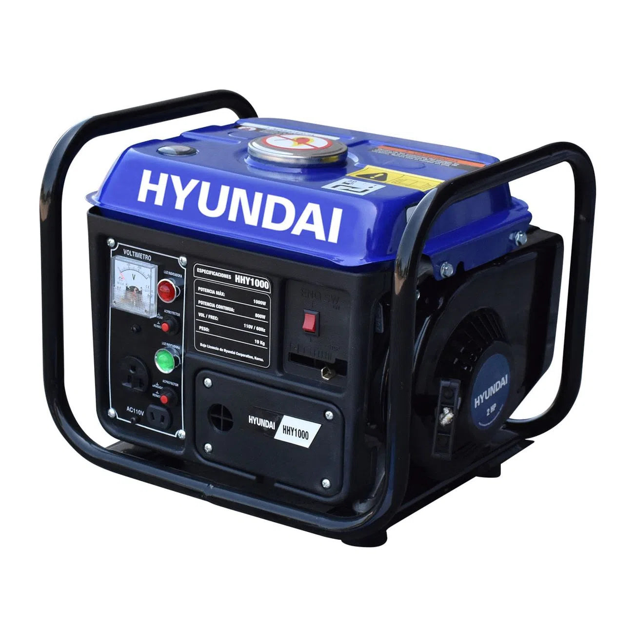 Generador Motor A Gasolina 2Hp Potencia Maxima 1000W Potencia Nominal 800W 110V/60Hz HYUNDAI HHY1000