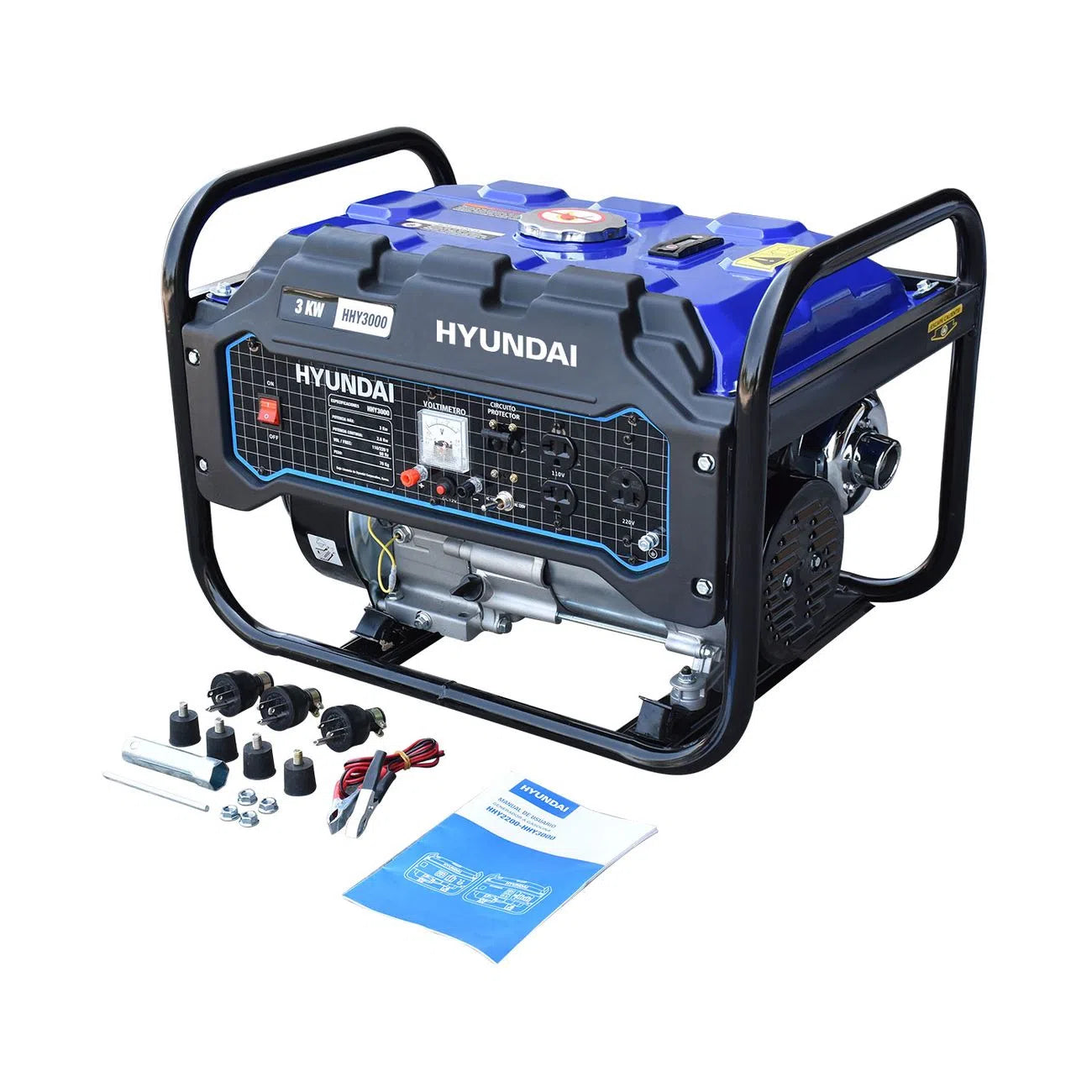 Generador Motor A Gasolina 7.5Hp Potencia Maxima 3000W Potencia Nominal 2800W 110V/220V 60Hz HYUNDAI HHY3000