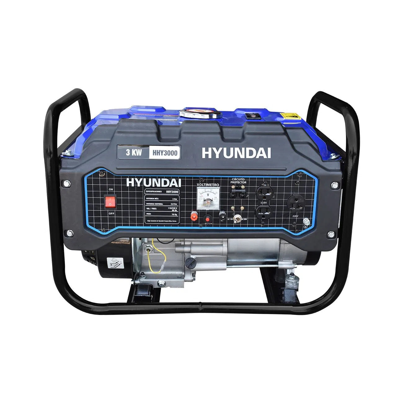 Generador Motor A Gasolina 7.5Hp Potencia Maxima 3000W Potencia Nominal 2800W 110V/220V 60Hz HYUNDAI HHY3000