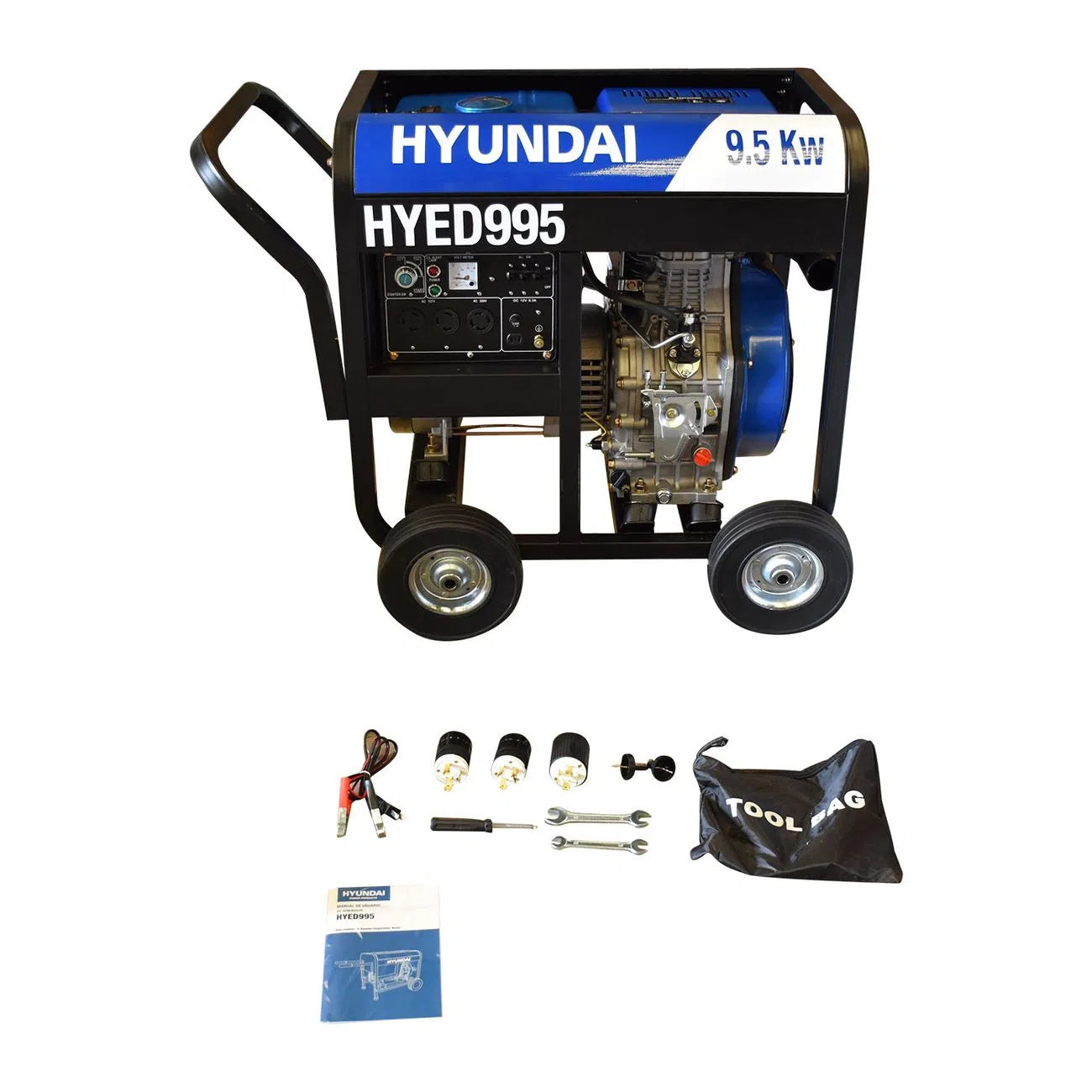 Generador Motor Trifasico Diesel 18Hp Potencia Maxima 9000W Potencia Nominal 9500W 127V/220V HYUNDAI HYED995