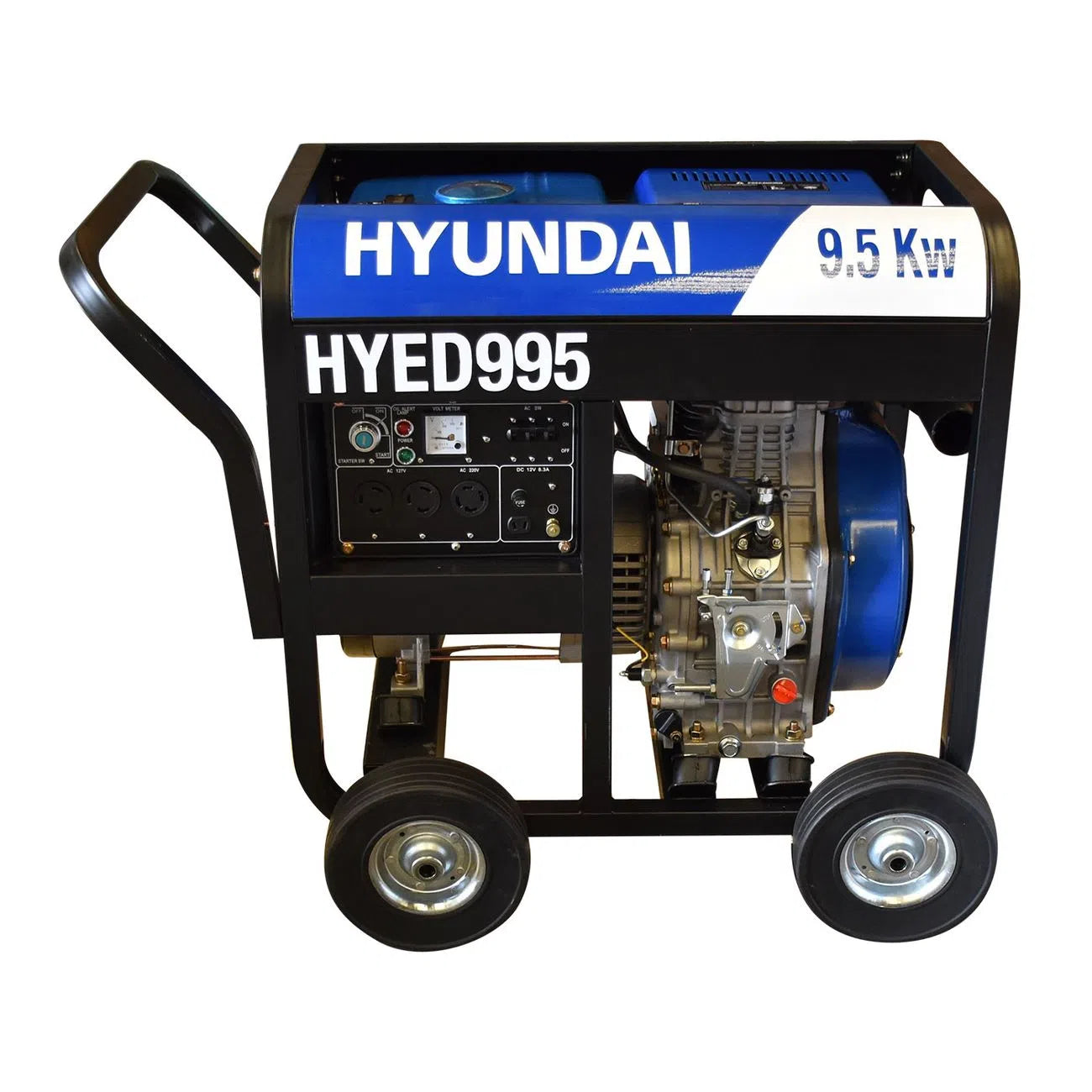 Generador Motor Trifasico Diesel 18Hp Potencia Maxima 9000W Potencia Nominal 9500W 127V/220V HYUNDAI HYED995